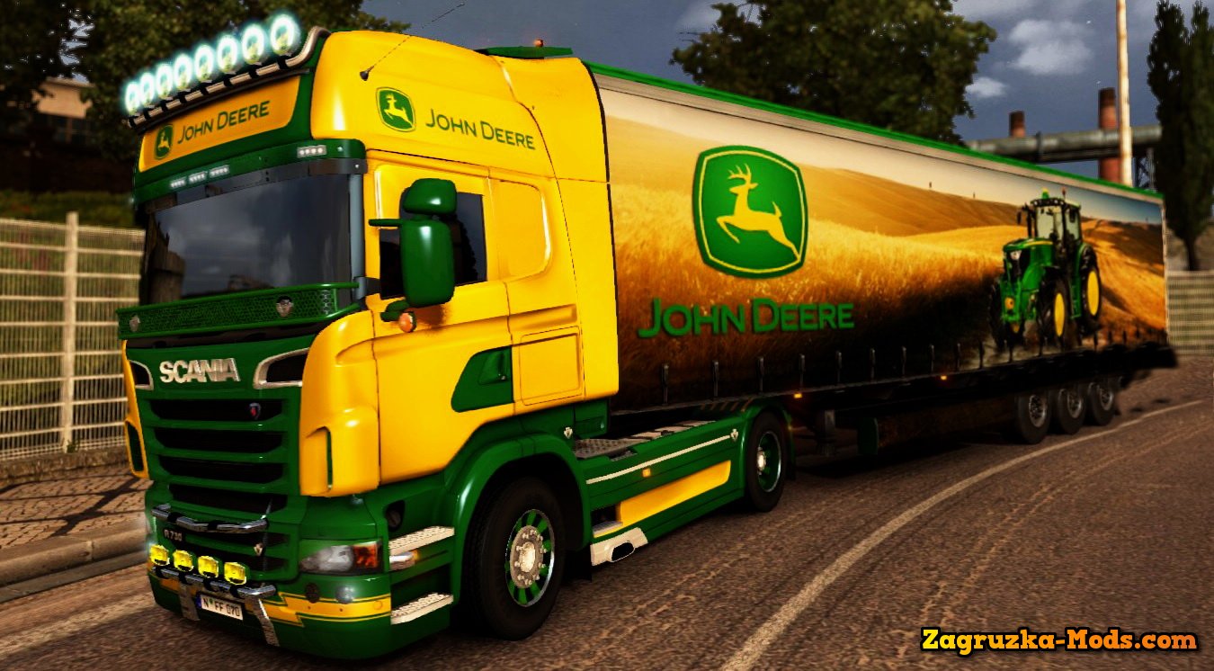 Skin John Deere for Scania R + Trailer skin for ETS 2