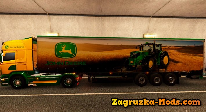 Skin John Deere for Scania R + Trailer skin for ETS 2