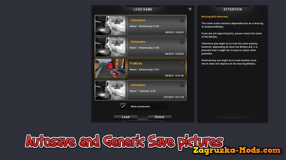 Autosave and Generic save Pictures for ETS 2