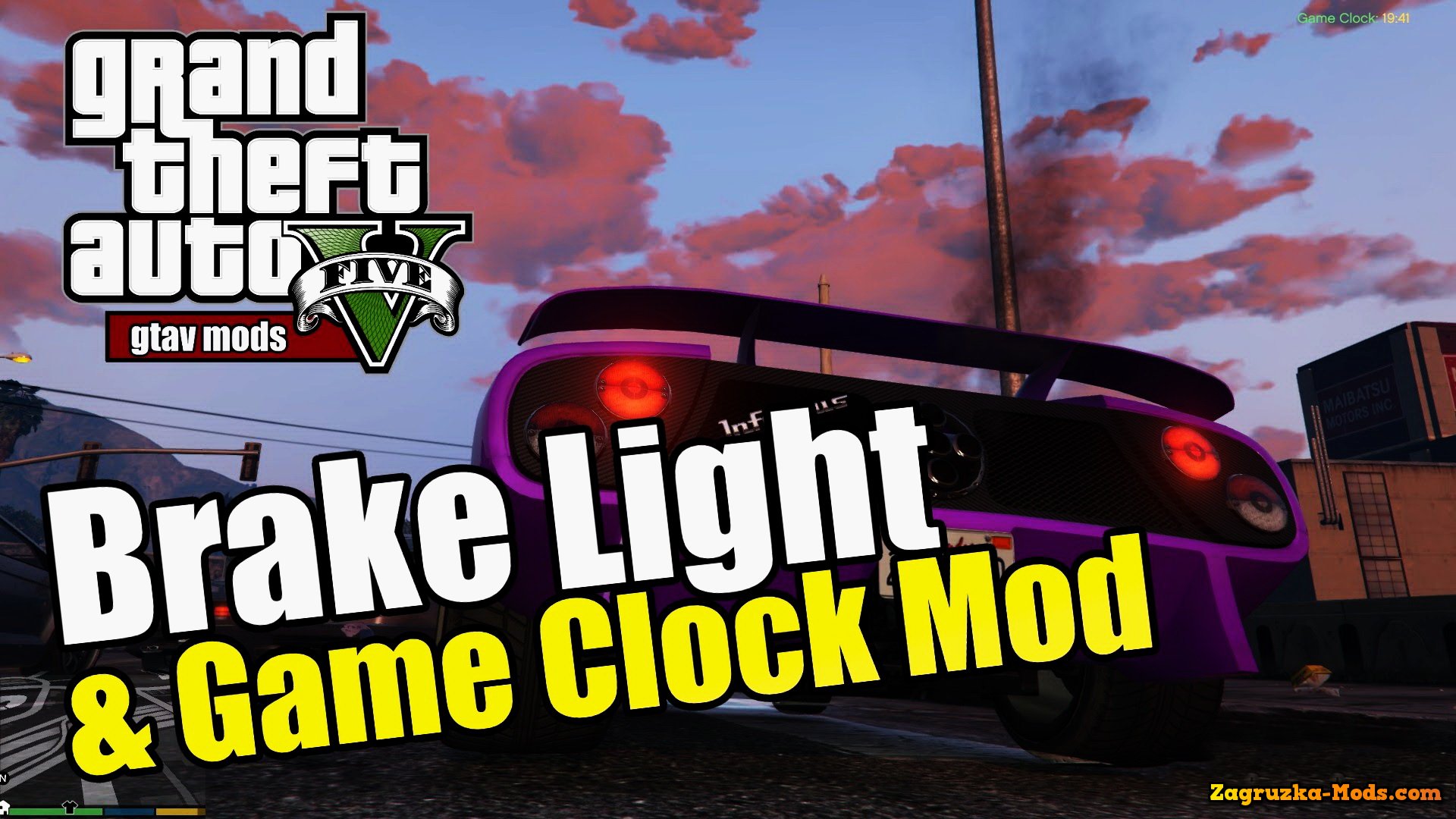 Brake Lights v1.0 + Game Clock v1.0 for GTA 5