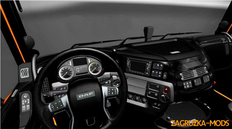 DAF XF Euro 6 Black Interior + Transmission + Interior Lighting v1.0 for ETS 2