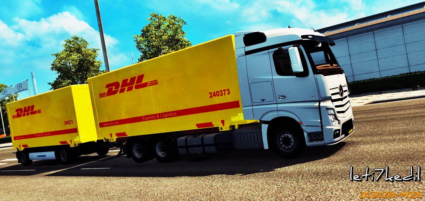 Mercedes Benz Actros MP4 DHL Tandem Skin v1.0 for ETS 2