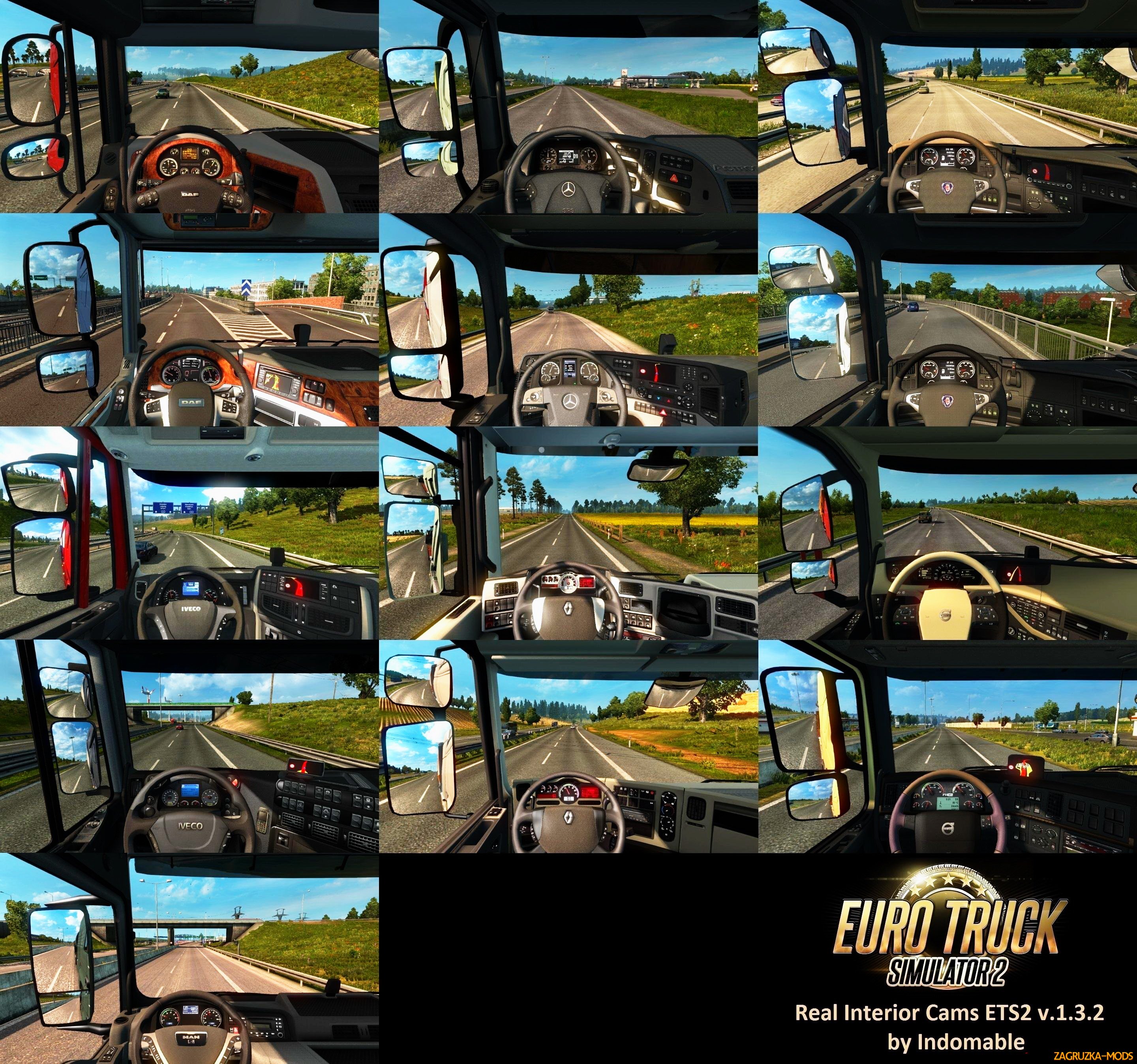 Real interior cams for all trucks v1.3.2 for ETS 2