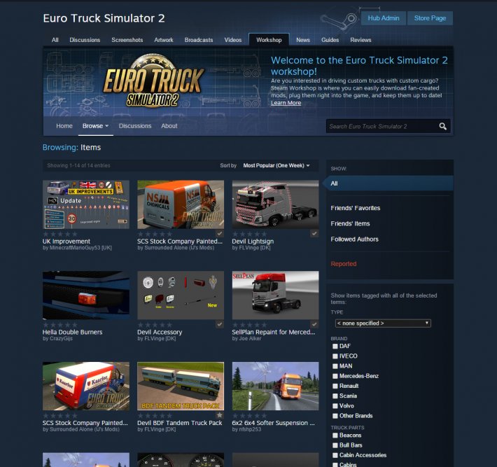 Steam Workshop support coming for ETS 2 and ATS