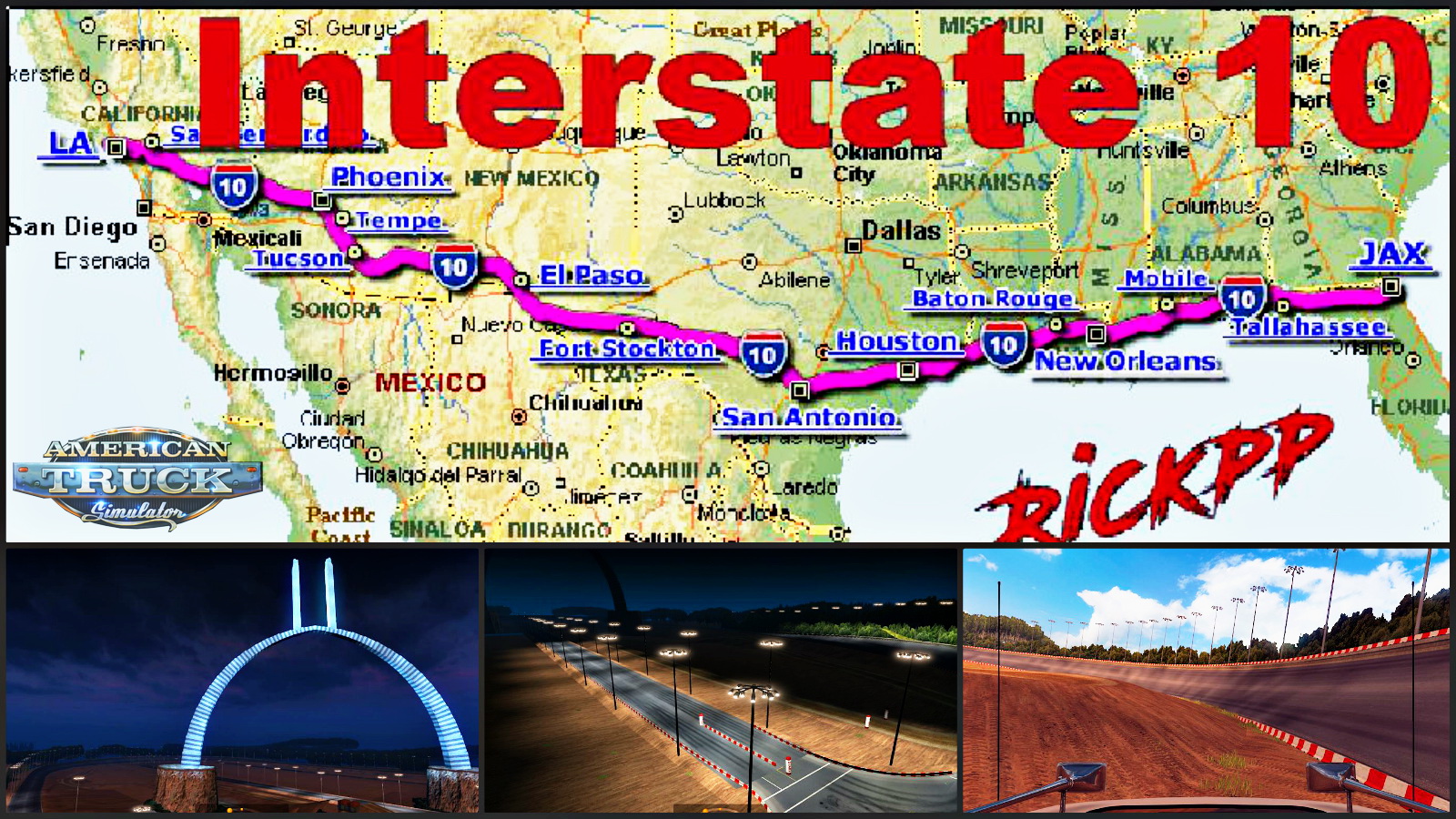 Interstate Map 10 v1.0 by Rickpp for ATS