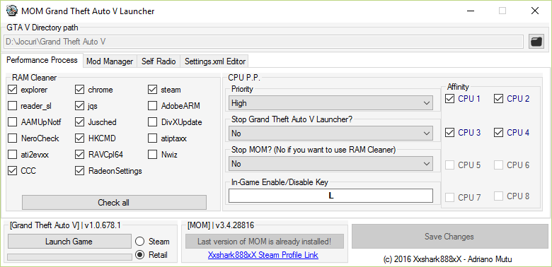 MOM Launcher (Improve performance and more) v3.4.28816 for GTA 5 MOM Launcher (Improve performance and more) v3.4.28816 for GTA 5