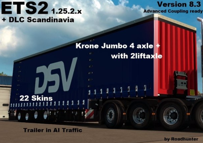 Krone Jumbo Curtainside 4 Axle Version 8.3 for Ets2
