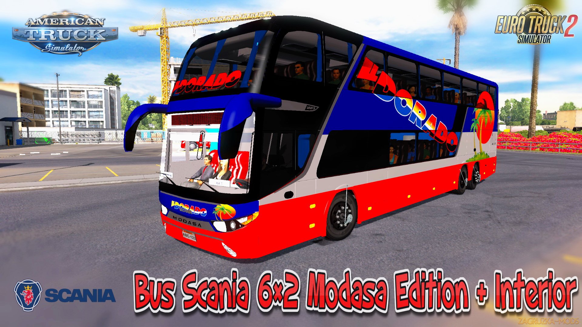 Bus Scania 6×2 Modasa Edition + Interior for ETS 2 + ATS