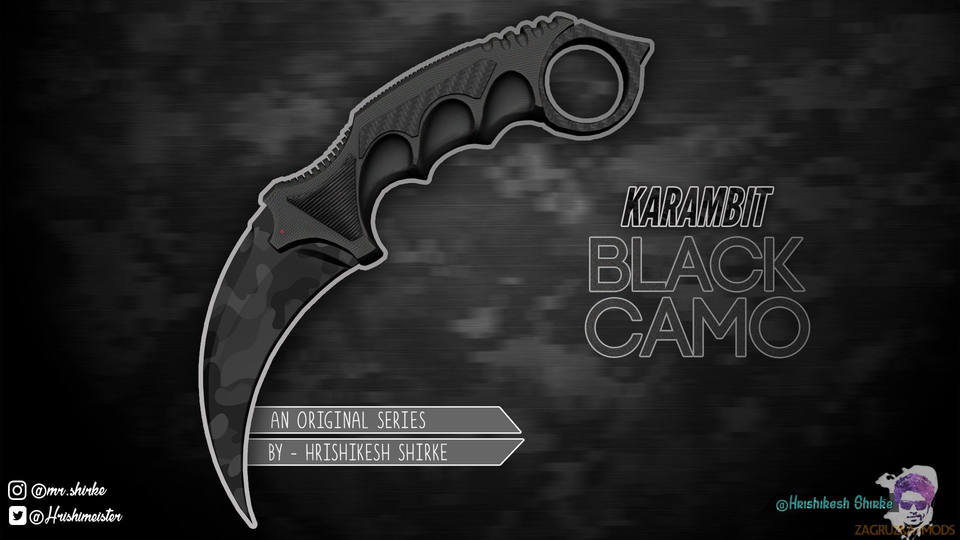 Karambit Black Camo Skin v1.0 for CS:GO