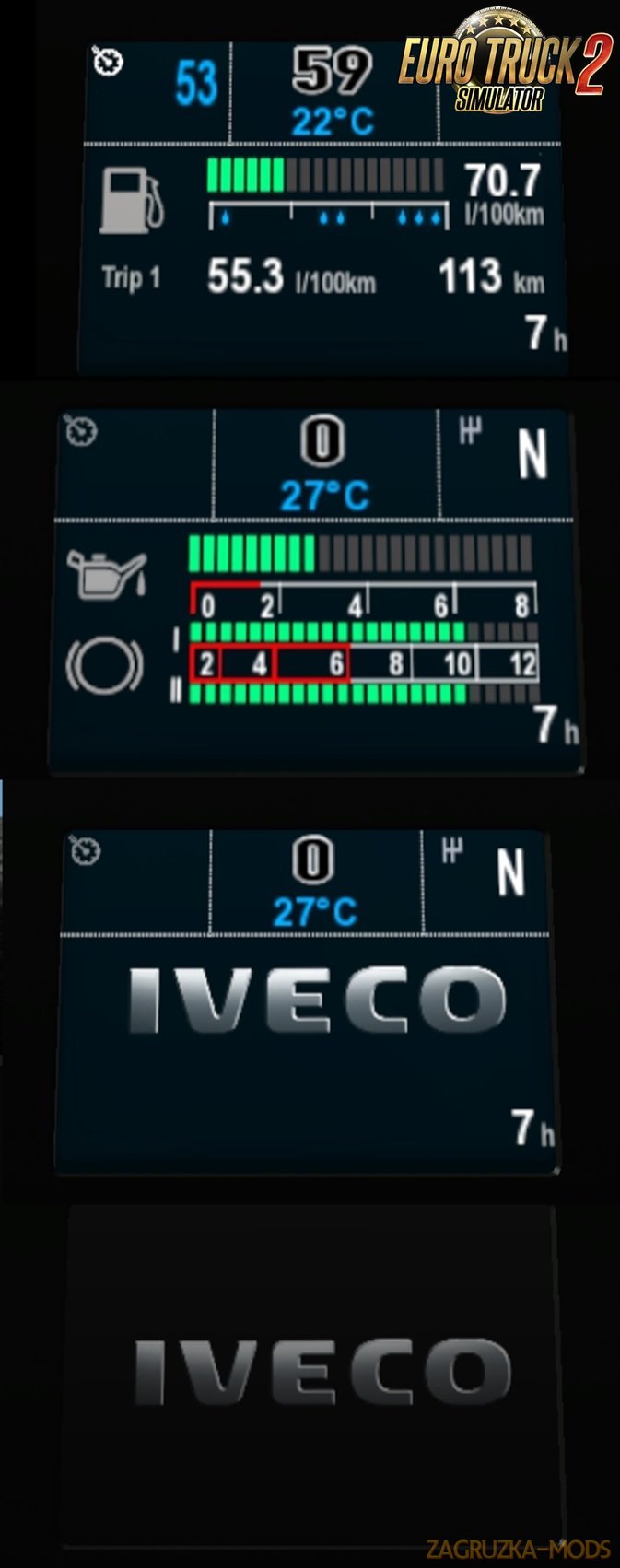 Iveco Stralis dashboard computer [XP Style added] by Piva