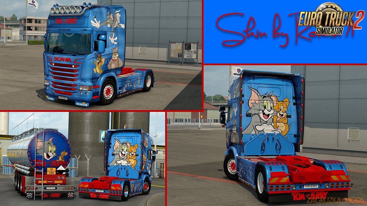 Tom and Jerry Skin for Scania RJL v1.0 by Roman71 (1.28.x) for ETS 2