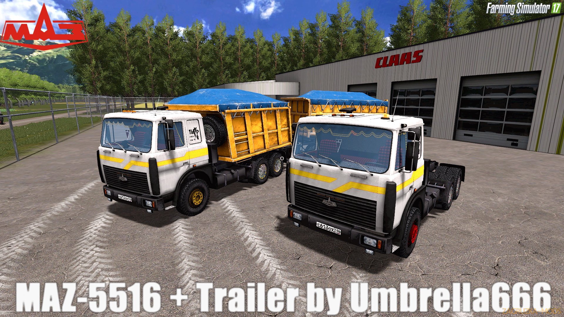 MAZ-5516 + Trailer v2.4 by Umbrella666 for FS 17