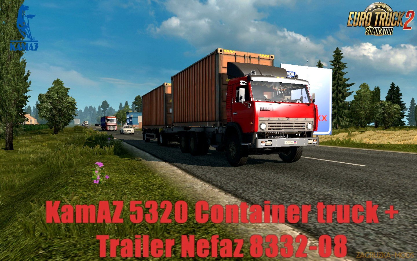 KamAZ 5320 Container Truck + Trailer Nefaz 8332-08 v1.0 (1.30.x) for ETS 2