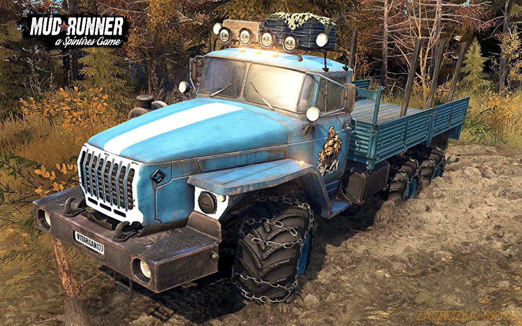 Pack trucks KamAZ 55102 / Ural 4320-10 v1.0 (v29.01.18) for Spin Tires: MudRunner