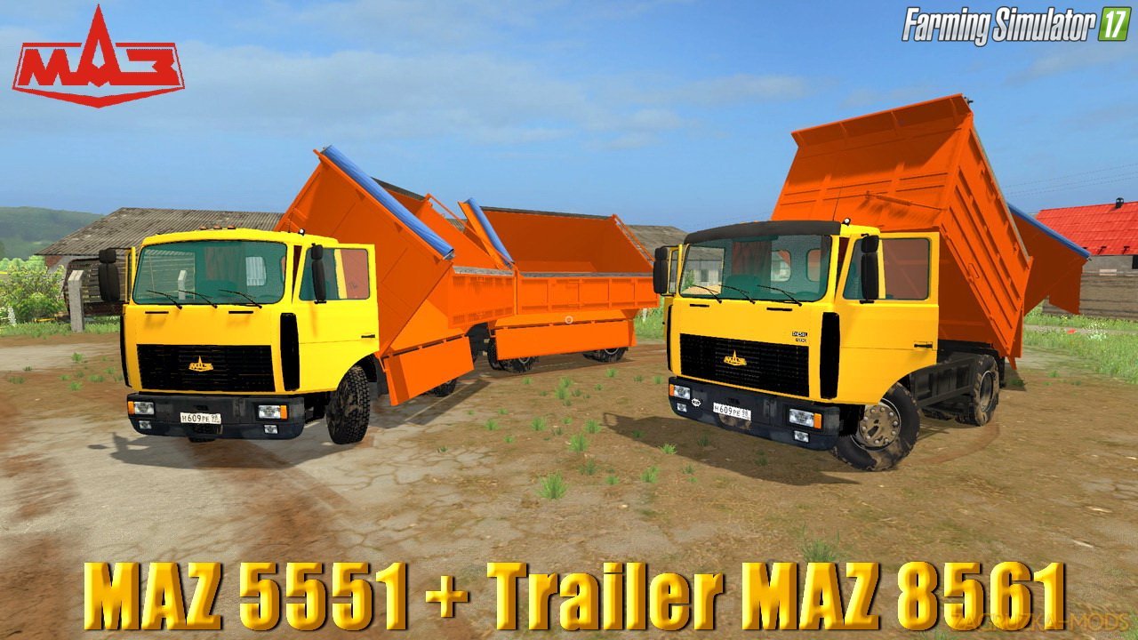 MAZ 5551 + Trailer MAZ 8561 v3.0 for FS 17