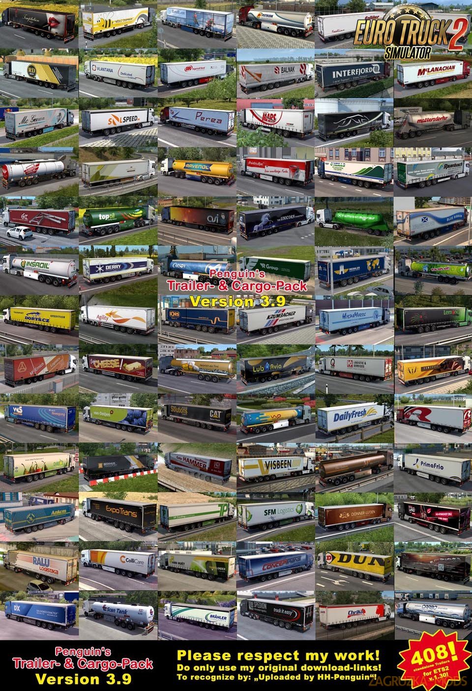 Penguins Trailer and CargoPack v3.9 for Ets2