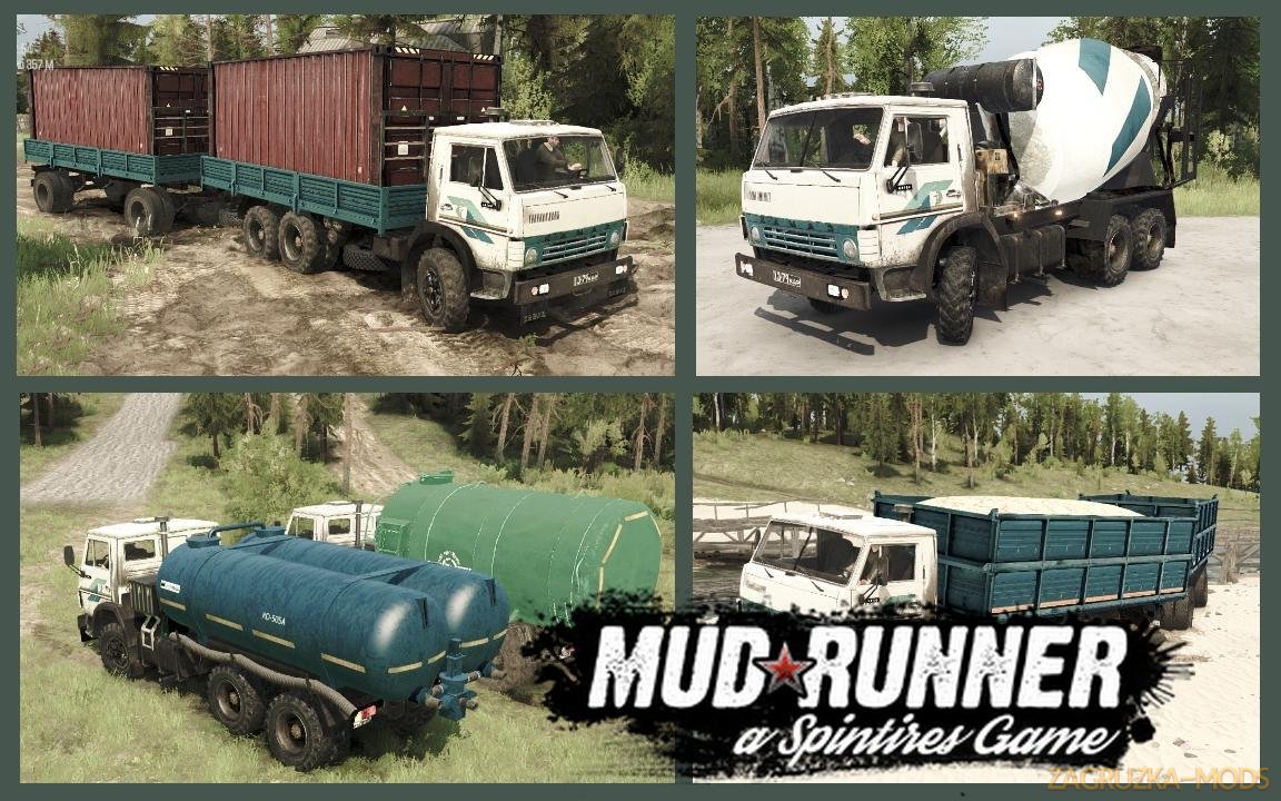 Pack trucks KamAZ 6х4 v1.2 (v18.10.18) for SpinTires: MudRunner