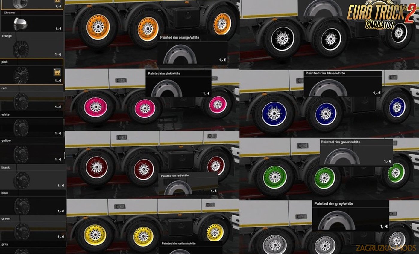 Painted Wheels for many Trailers in Ets2