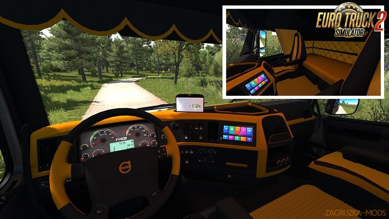 Volvo FH 2009 Black & Yellow Interior for Ets2
