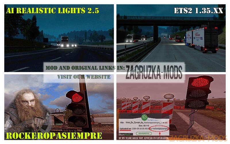 AI Realistic lights V 2.5 for ETS2 1.35.XX