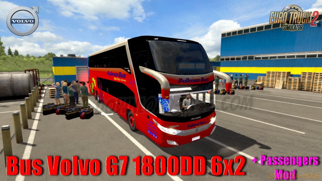 Bus Volvo G7 1800DD 6x2 + Passengers Mod v1.0 (1.35.x) for ETS2