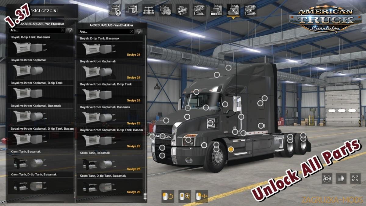 Unlock All Accessory Parts v1.0 (1.37.x) for ATS