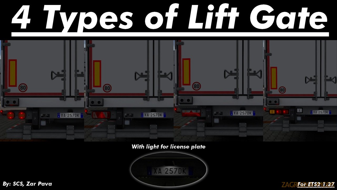 4 Types of lift gate for SCS Trailers by ZarPava (1.37.x) for ETS2