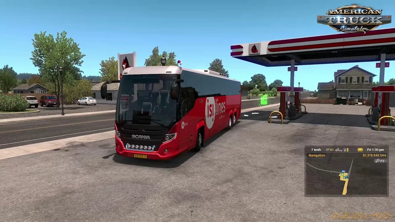 Scania Touring Bus + Interior v1.4 (1.37.x) for ATS