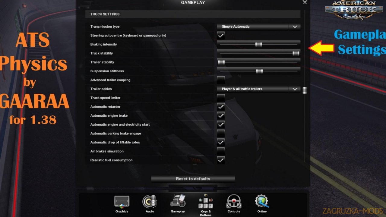 Physics Mod v1.0 by GAARAA (1.38.x) for ATS
