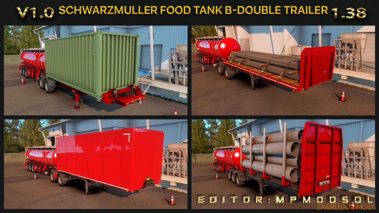 Schwarzmuller Food Tank B-Double and HCT Trailer v1.0 (1.38) for ETS2