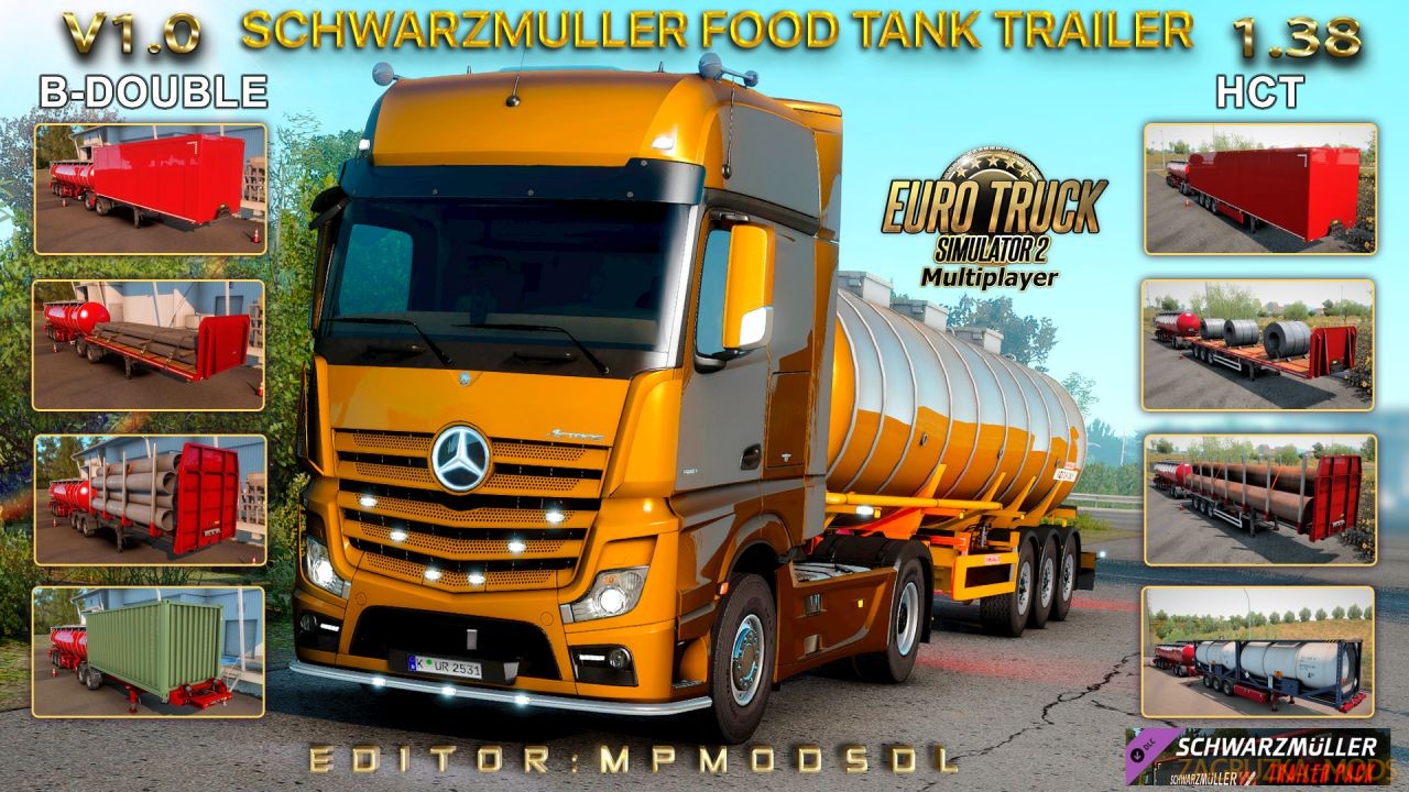 Schwarzmuller Food Tank B-Double and HCT Trailer v1.0 (1.38) for ETS2