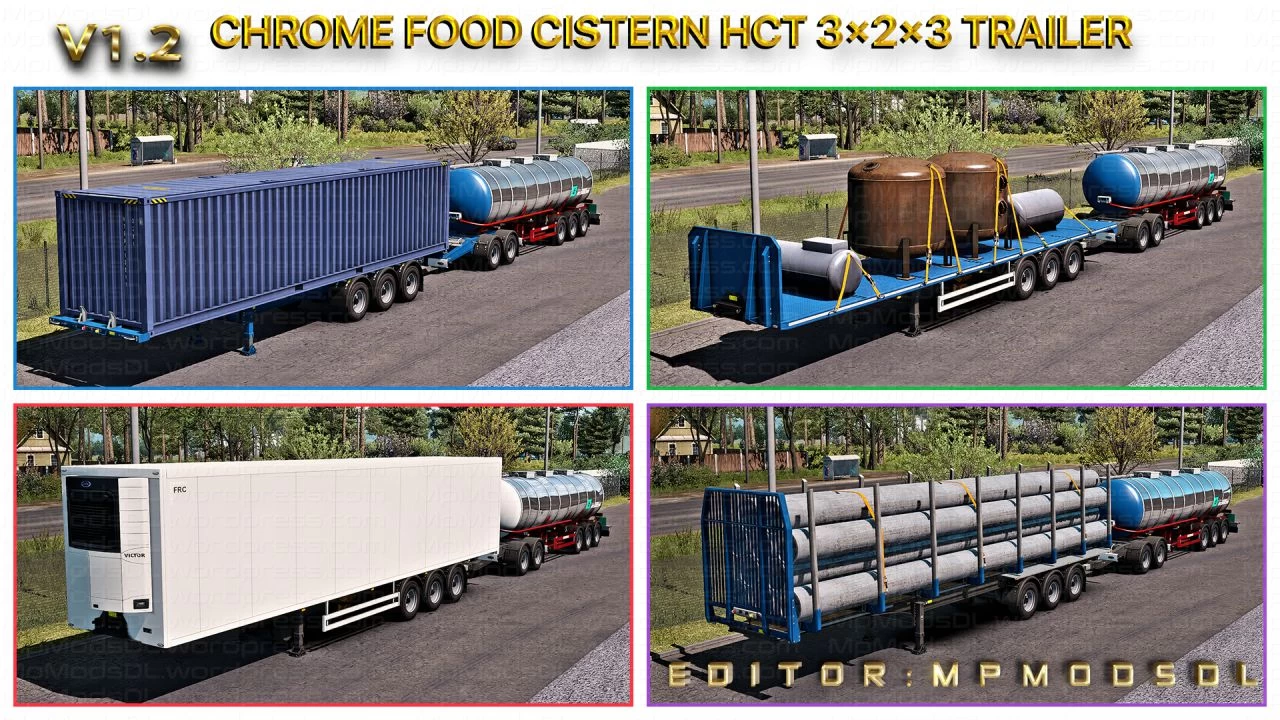 Hybrid Chrome Food Cistern Trailer Mod v1.2 For ETS2