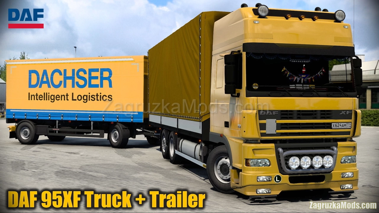 DAF 95XF Truck + Interior + Trailer v1.6 (1.46.x) for ETS2