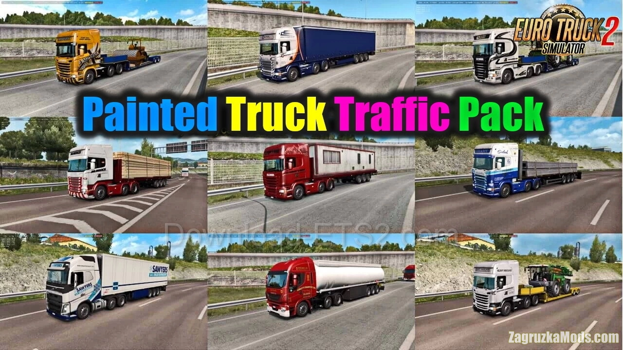 Painted Truck Traffic Pack v18.7.12 by Jazzycat (1.58.x) for ETS2