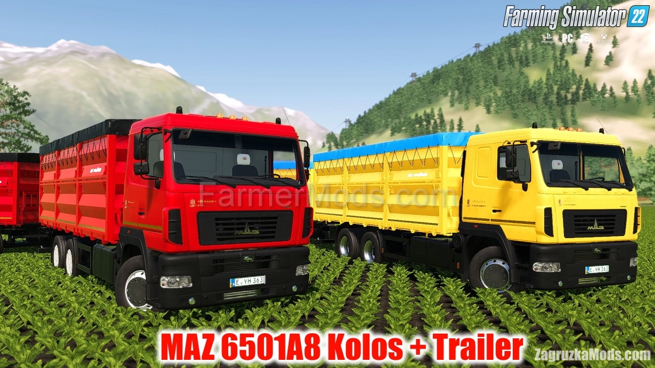 MAZ 6501A8 Kolos + Trailer v1.0 for FS22