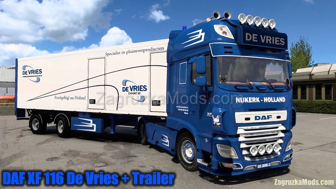 DAF XF 116 De Vries + Trailer v1.4 (1.47.x) for ETS2