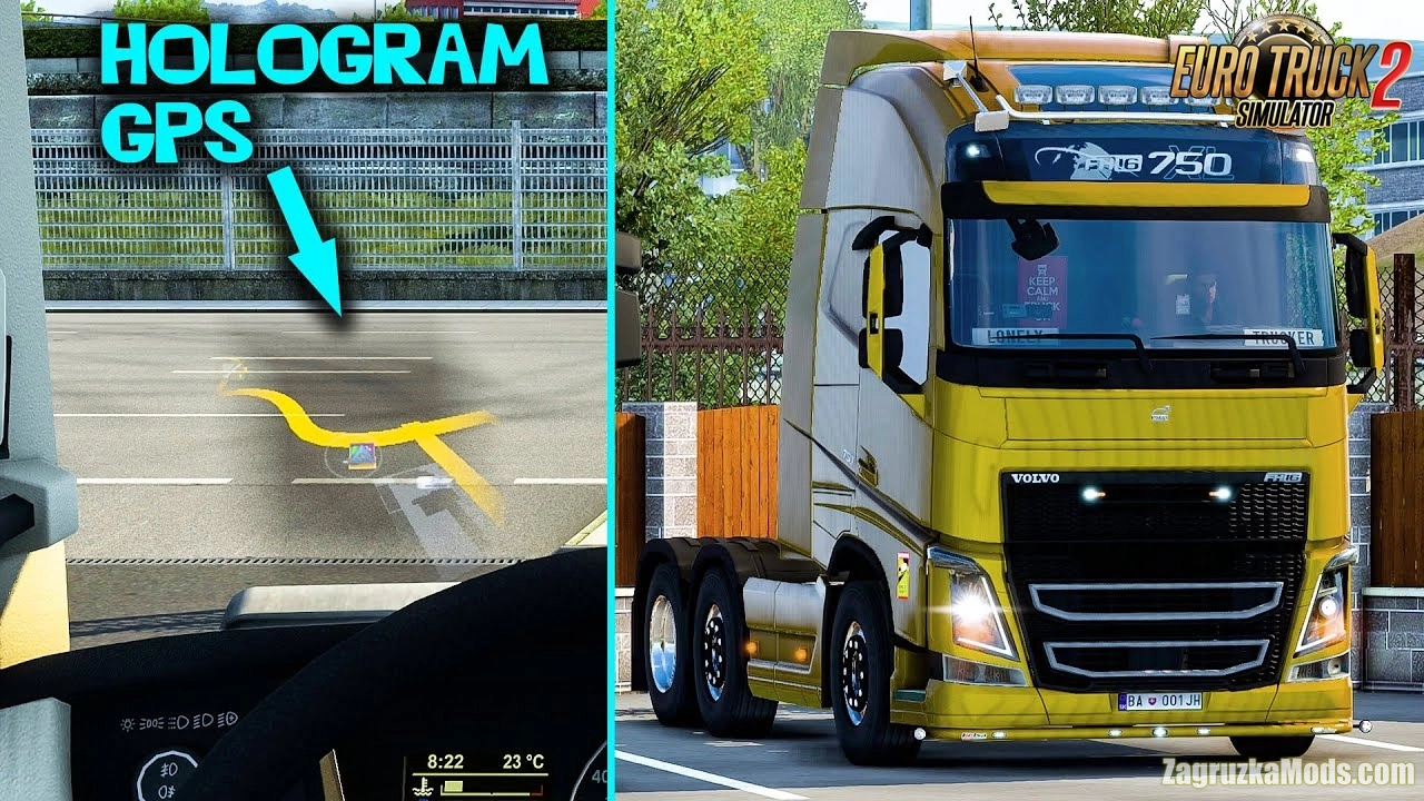 Hologram GPS (Heads Up Display) v1.3 (1.47.x) for ETS2