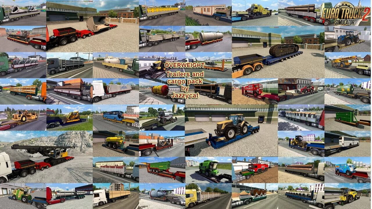 Overweight Trailers and Cargo Pack v11.7 by Jazzycat (1.47.x) for ETS2
