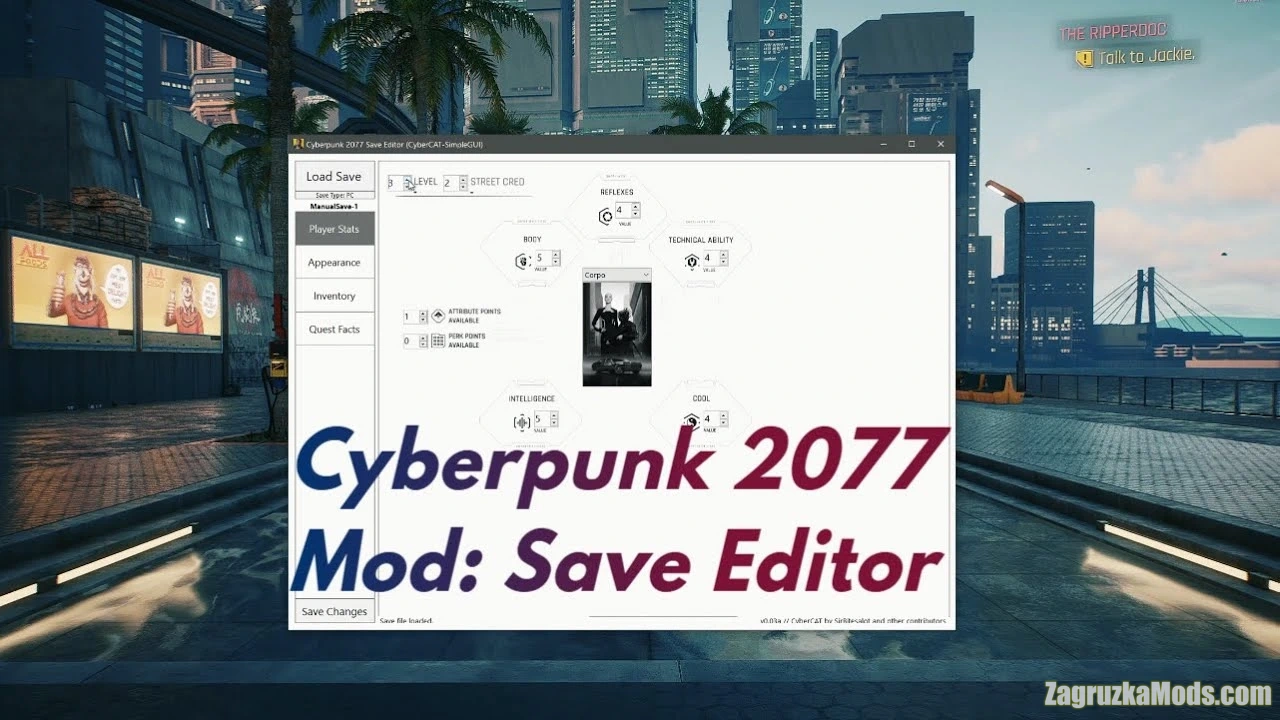 Save Editor (Project CyberCAT) v0.27c for Cyberpunk 2077