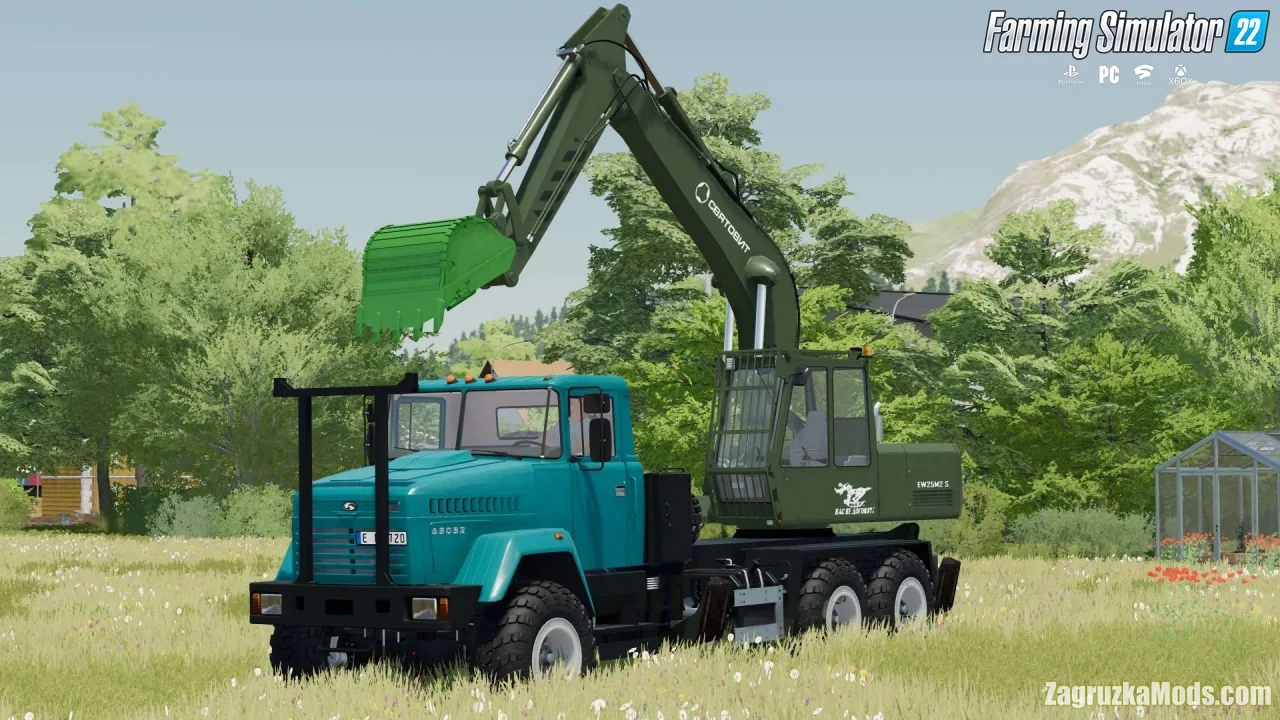 KrAZ 65032 Truck with Excavator v1.0 for FS22