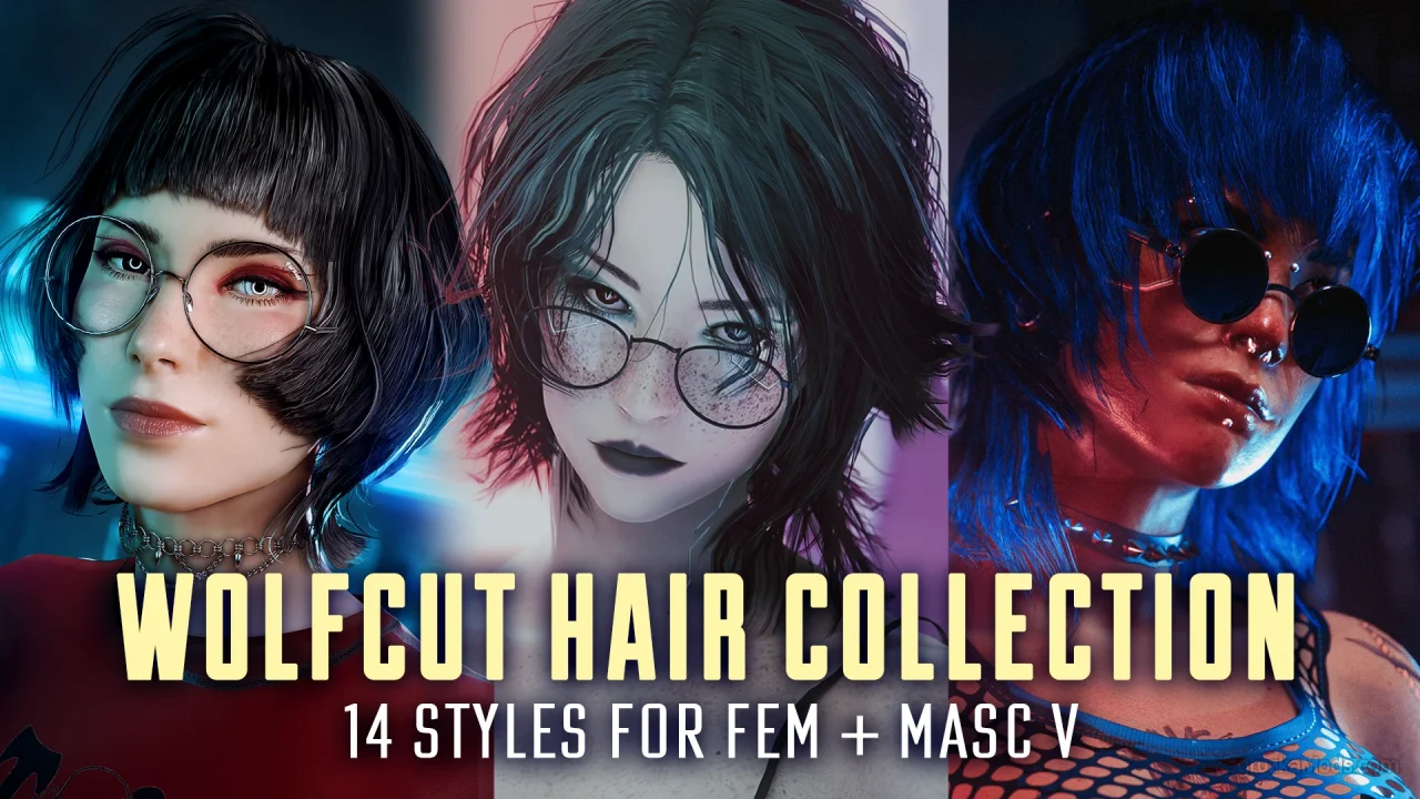 Wolfcut Hair Collection v1.0 for CyberPunk 2077