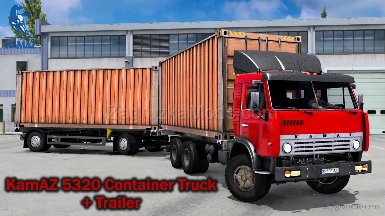 KamAZ 5320 Container Truck + Trailer v1.1 (1.53.x) for ETS2