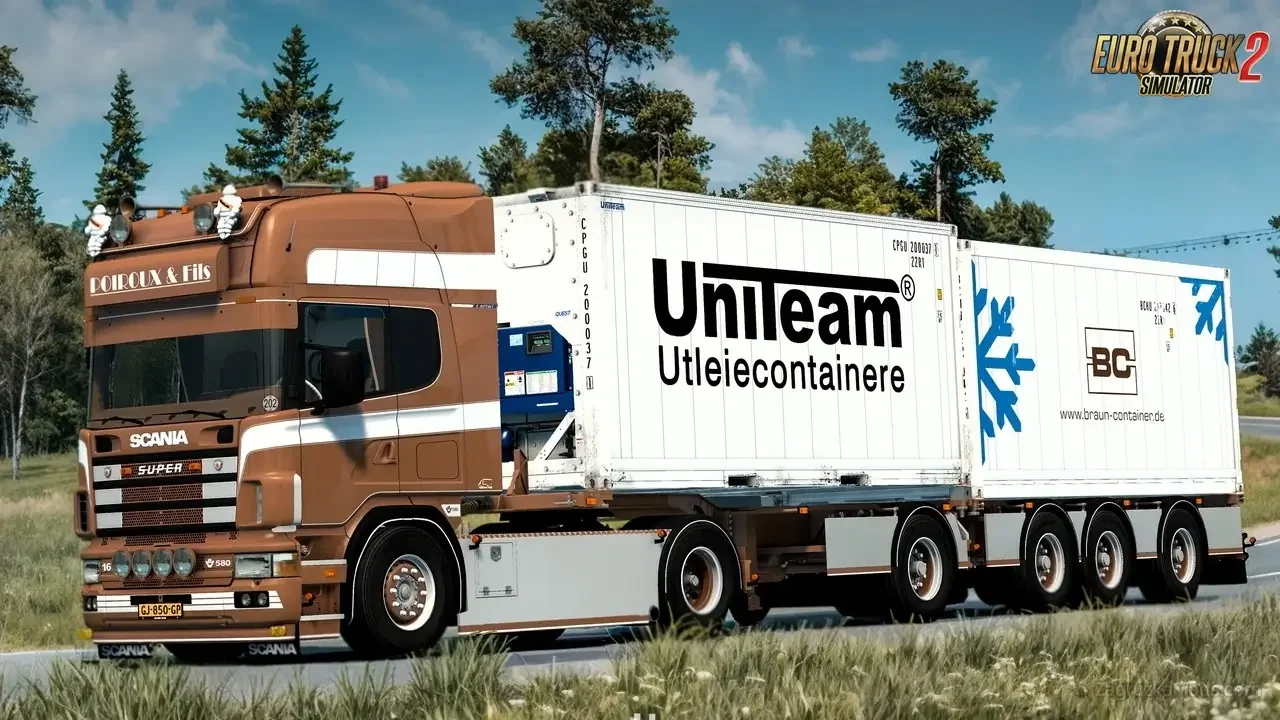 Scania 164L V8 580 Poiroux & Fils + Trailer v5.0 (1.53.x) for ETS2