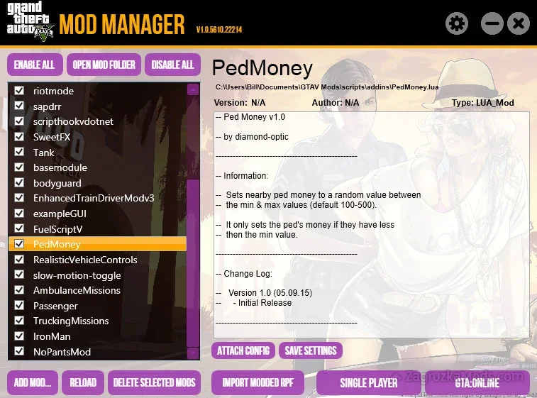 Mod Manager v2.0 By Bilago for GTA 5
