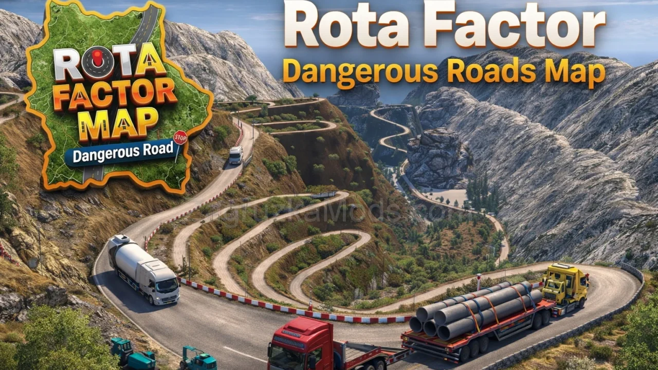 Rota Factor Dangerous Roads Map v1.23 (1.57.x) for ETS2