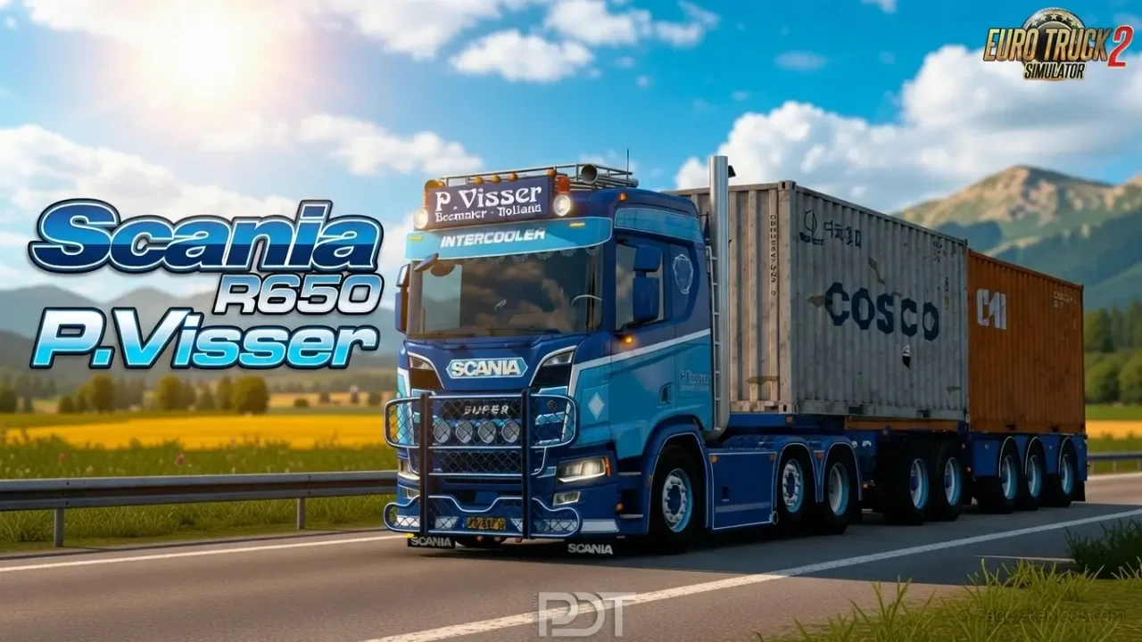 Scania R650 P.Visser + Trailer v4.0 (1.58.x) for ETS2