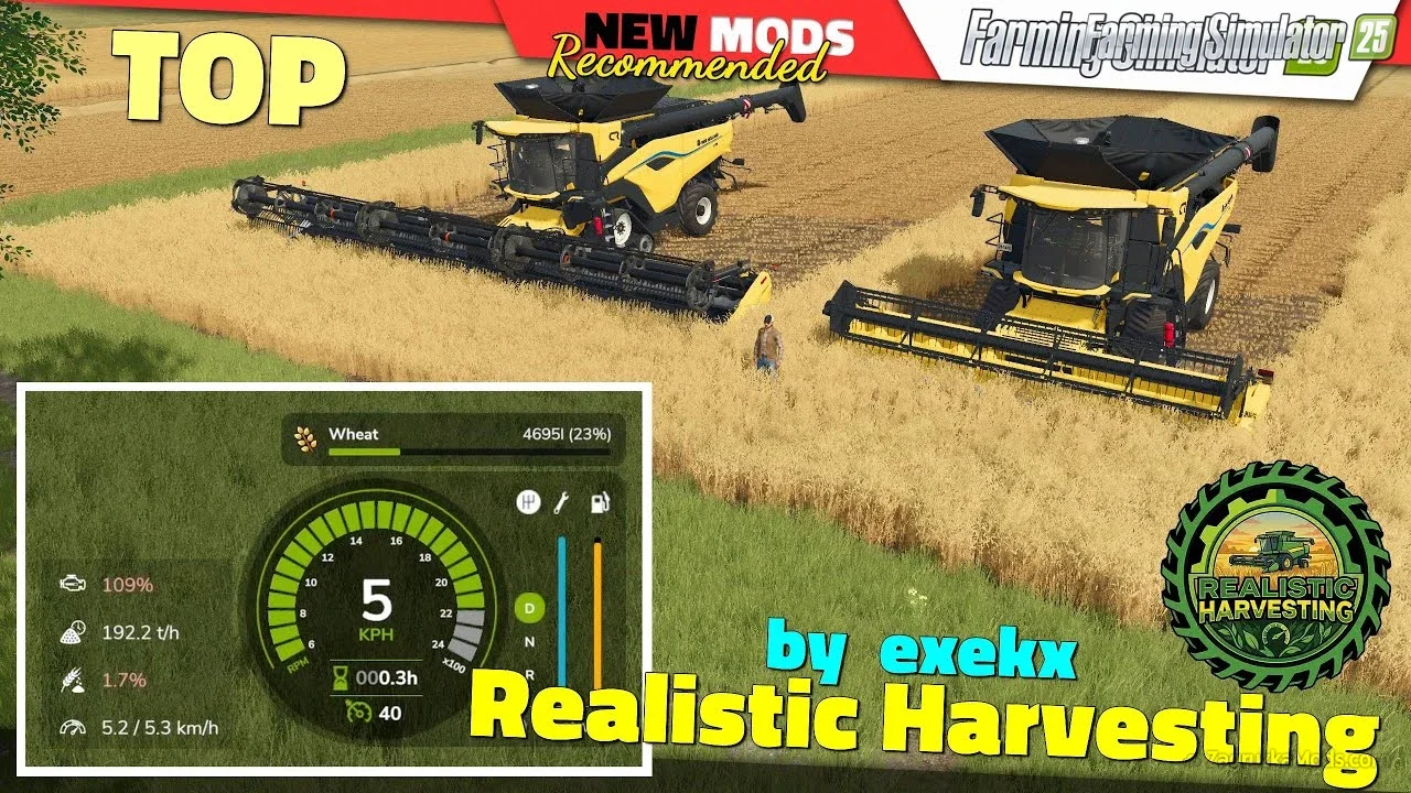 Realistic Harvesting Mod v1.3.2 for FS25
