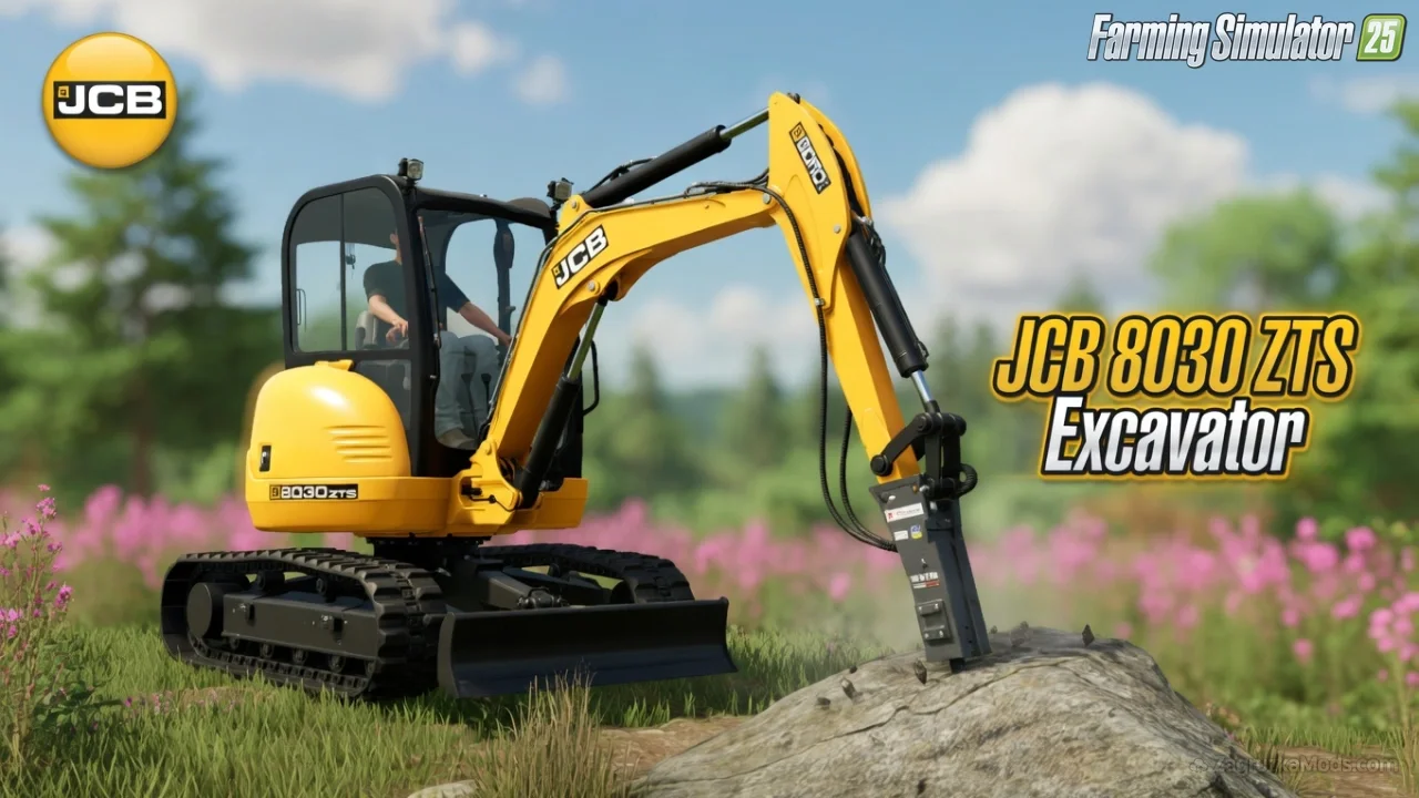 JCB 8030 ZTS Excavator v1.0.0.1 for FS25 JCB 8030 ZTS Excavator v1.0.0.1 for FS25