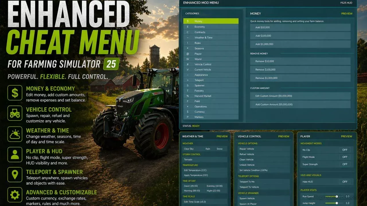 Enhanced Mod Menu v1.7 for FS25
