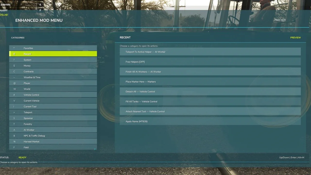 Enhanced Mod Menu v1.7 for FS25